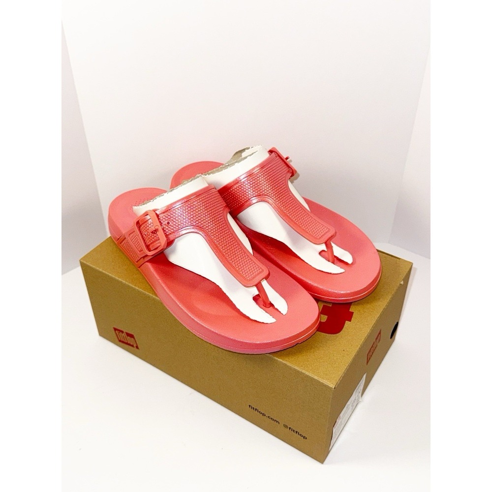 Fitflop Iqushion Buckle Thong Sandal Flip Flop Metallic Coral Beach Casual Sz 6 - Picture 5 of 12